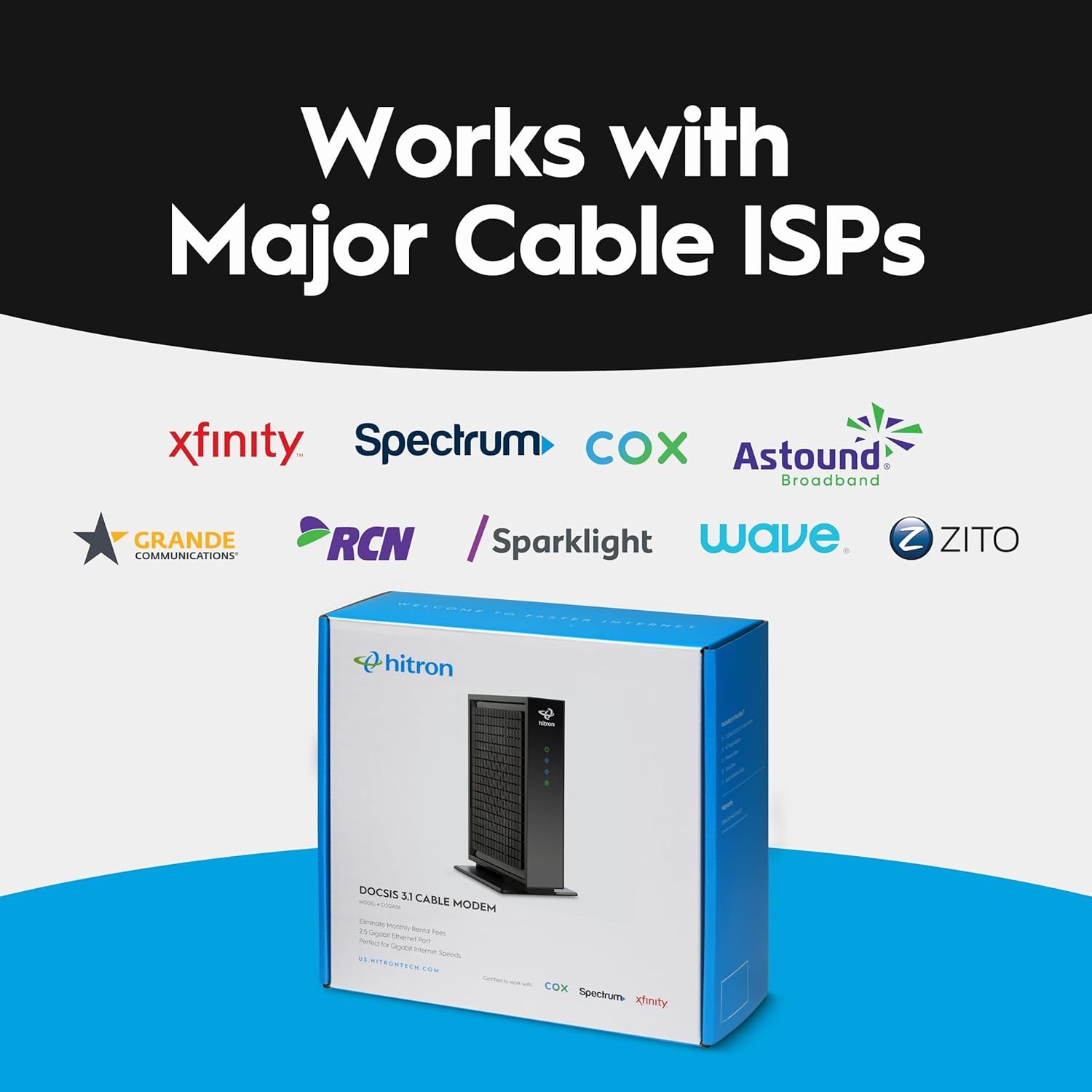 Hitron CODA56 Cable Modem DOCSIS 3.1 2.5Gbps No WiFi