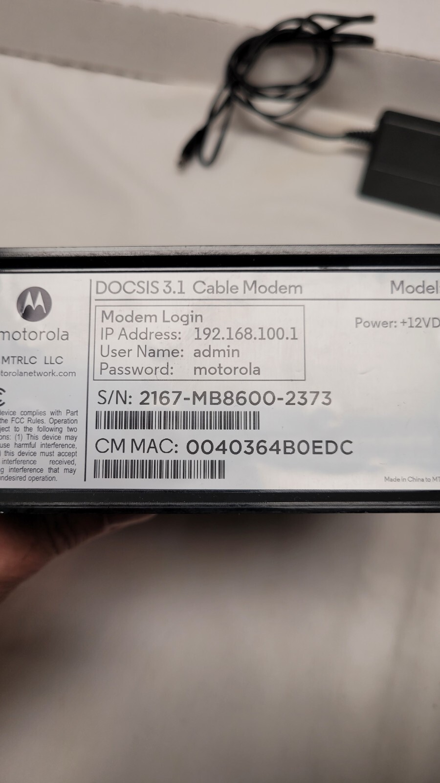 Motorola MB8600 Ultra Fast DOCSIS 3.1 Cable Modem Xfinity Plus 32×8 DOCSIS 3.0