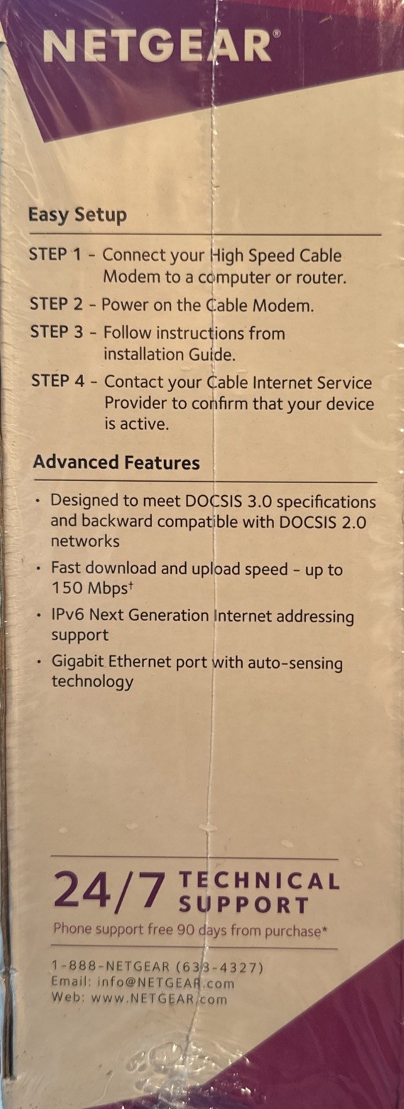 BRAND NEW Sealed NETGEAR DOCSIS 3.0 – High Speed Cable Modem CMD31T-100NAS