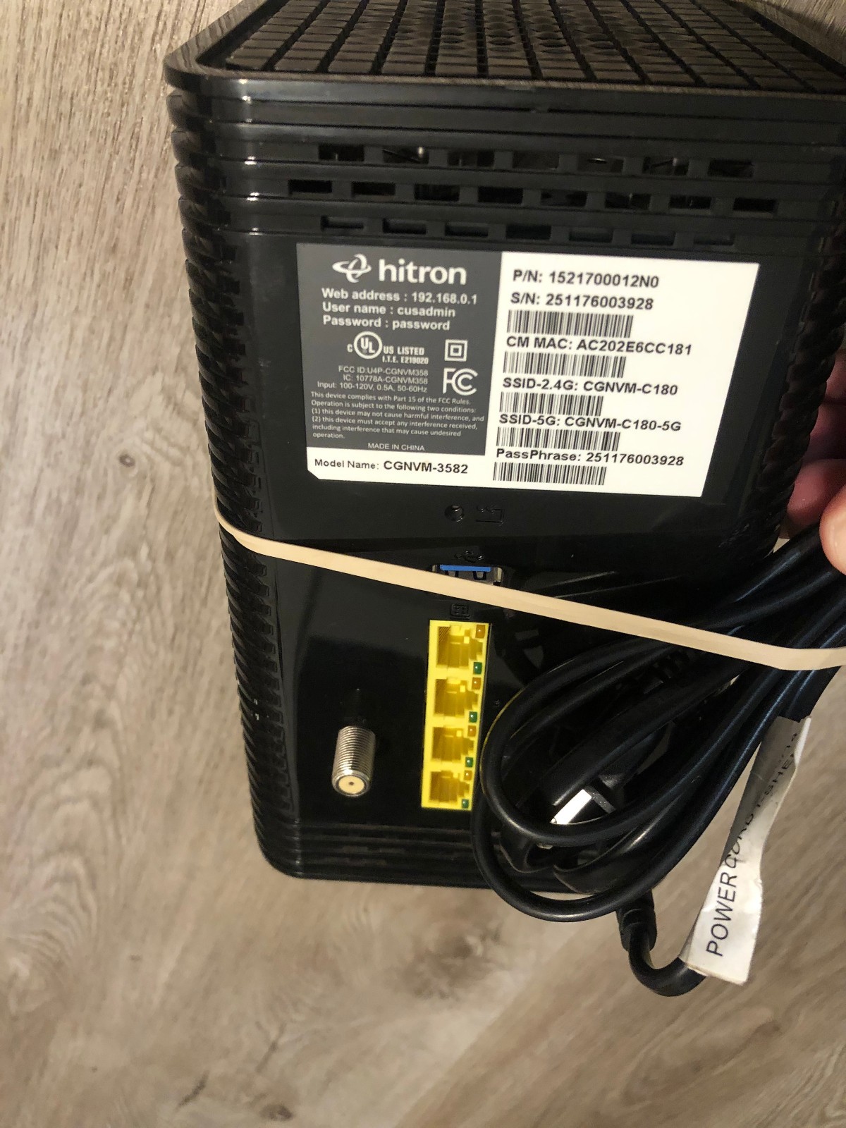 Hitron CGNVM-3582 DOCSIS 3.0 32×8 4×4 5GHz Gateway Wi-Fi Modem NOT FOR COX