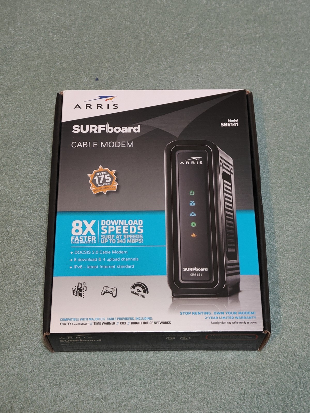 Black Arris Surfboard Cable Modem Model SB6141 In original packaging