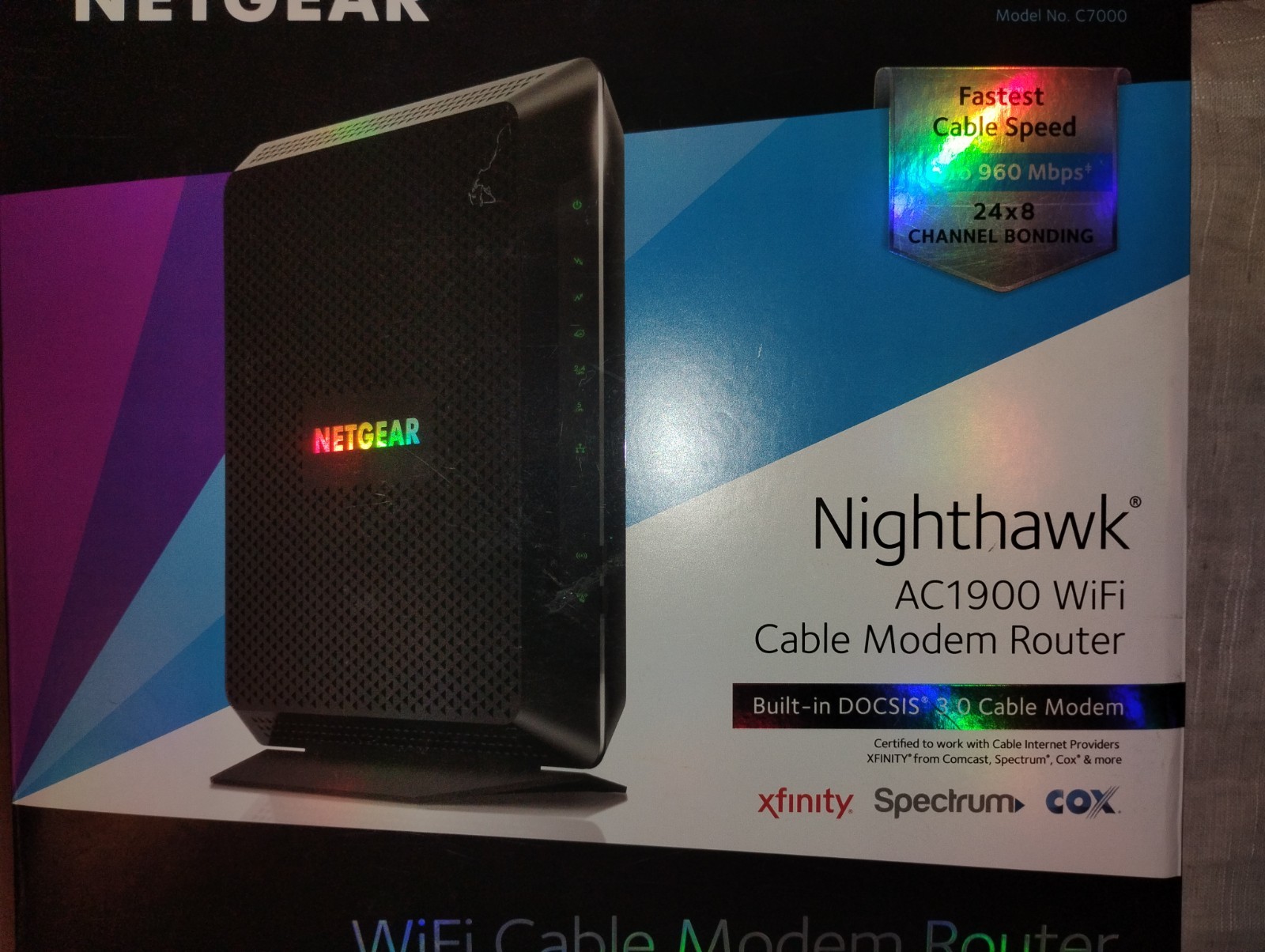 NETGEAR Nighthawk Dual Band AC1900 WiFi Cable Modem Router – Black