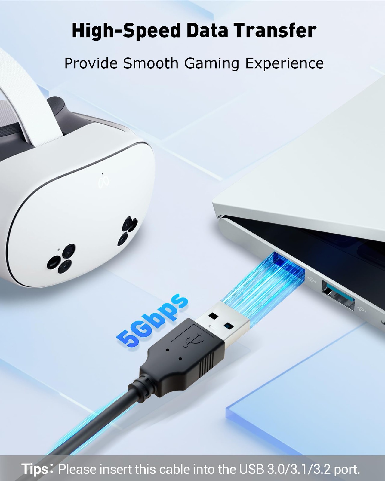 Link Cable Charging Meta Quest 3S Oculus 3 2/Pro Pico 4 USB 3.0 5Gbp Speed 16FT