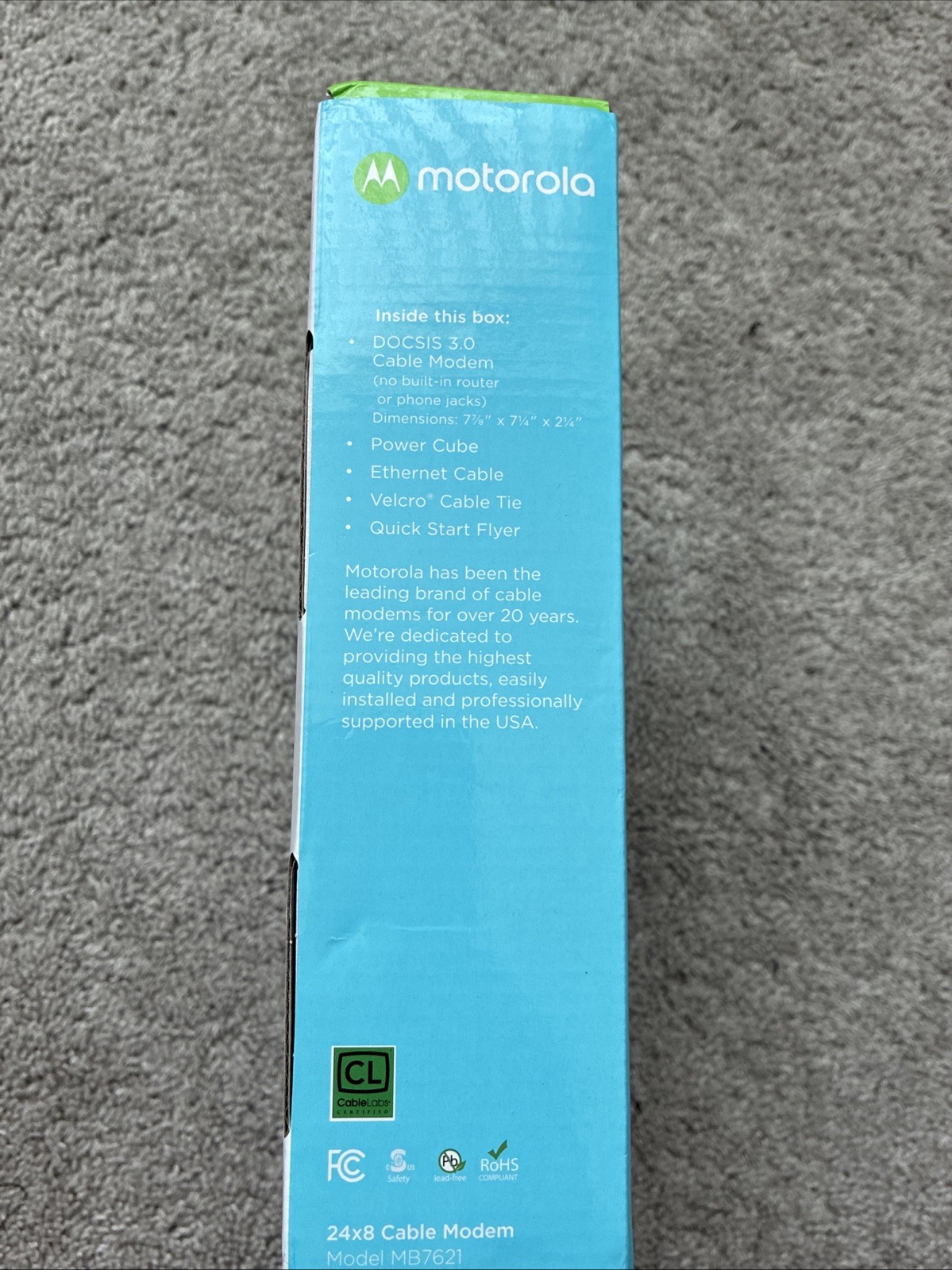 Motorola MB7621 24X8 Cable Modem With Ethernet Cable 1000+ Mbps