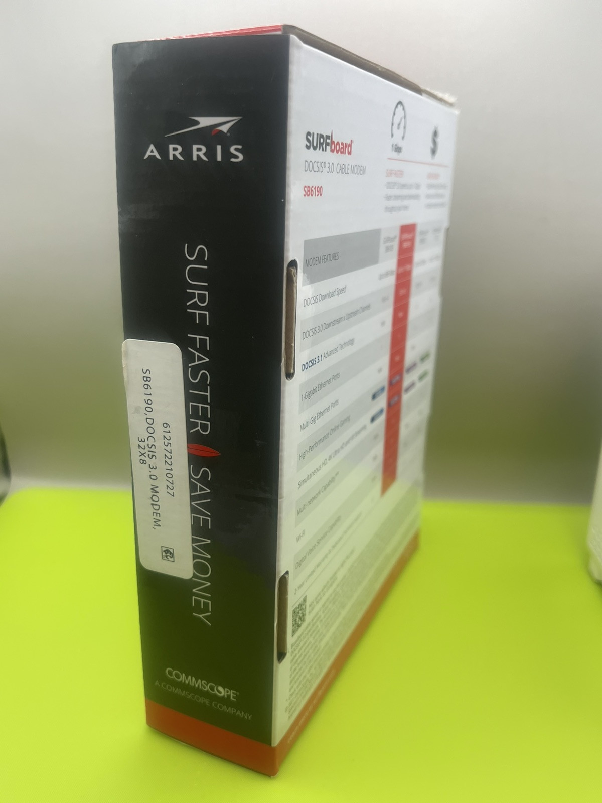 ARRIS SURFboard SB6190 DOCSIS 3.0 32 x 8 Gigabit Cable Modem White (Fast ship)**