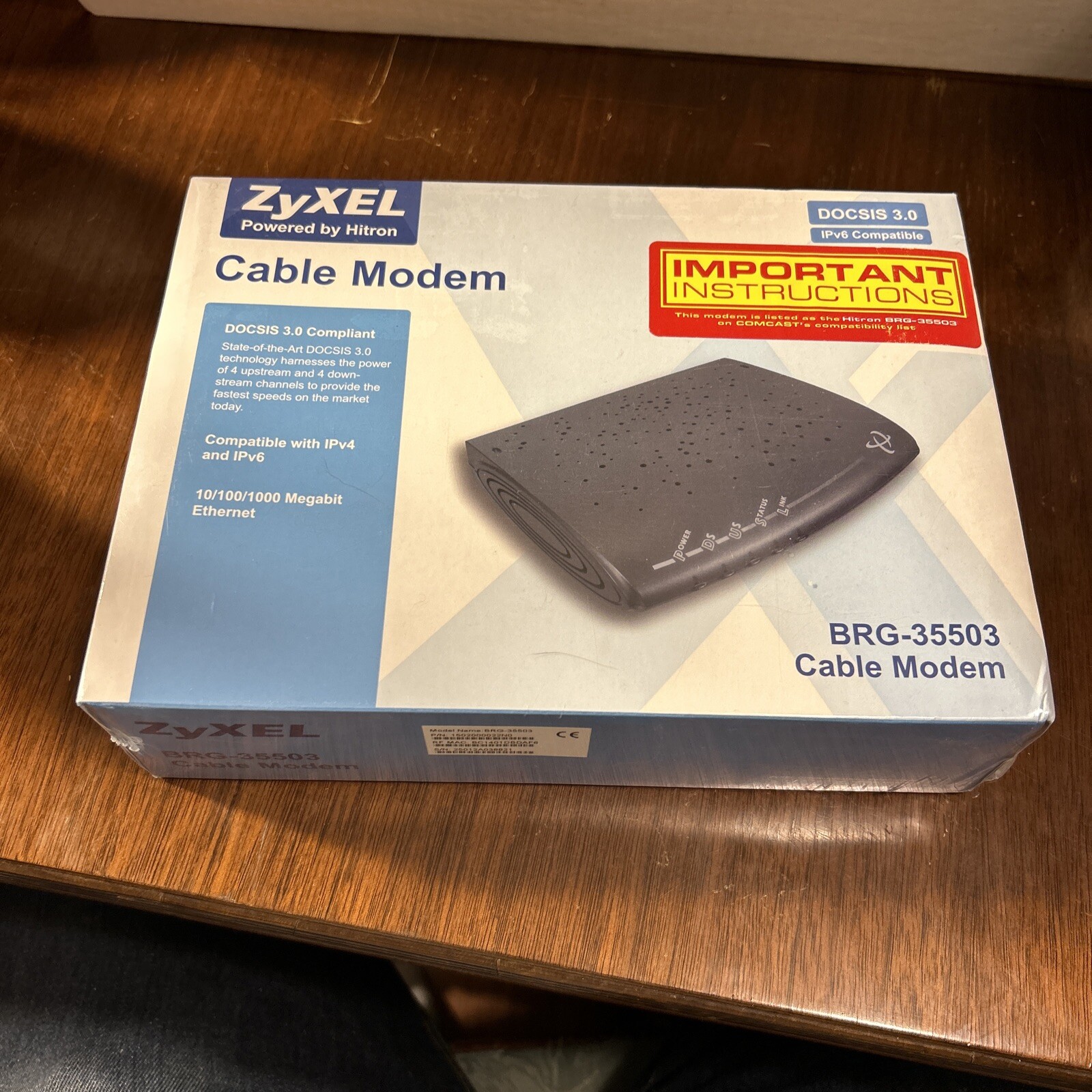 ZyXEL BRG-35503 Cable Modem, DOCSIS 3.0, IPv4 & IPv6 compatible – New & Sealed