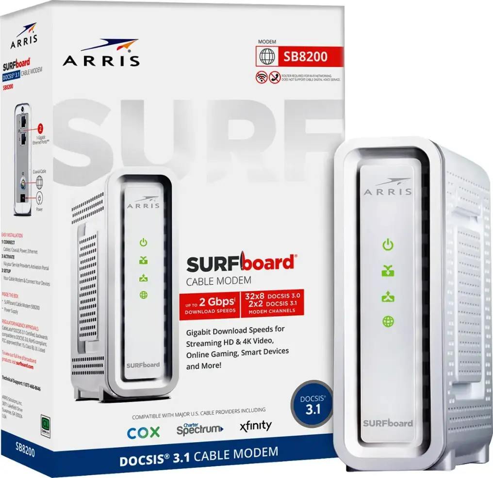 ARRIS SB8200 SURFboard DOCSIS 3.1 Cable Modem – White