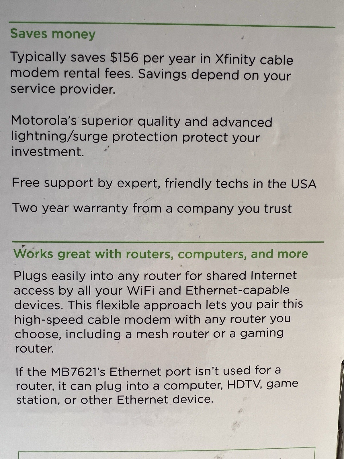 Motorola 24×8 Cable Modem MB7621 DOCSIS 3.0 1000+ mbps New Open Box – See Pics