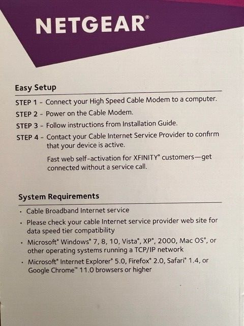 NETGEAR CM500 High Speed up to 680 Mbps Cable Modem, Xfinity, Spectrum, Cox