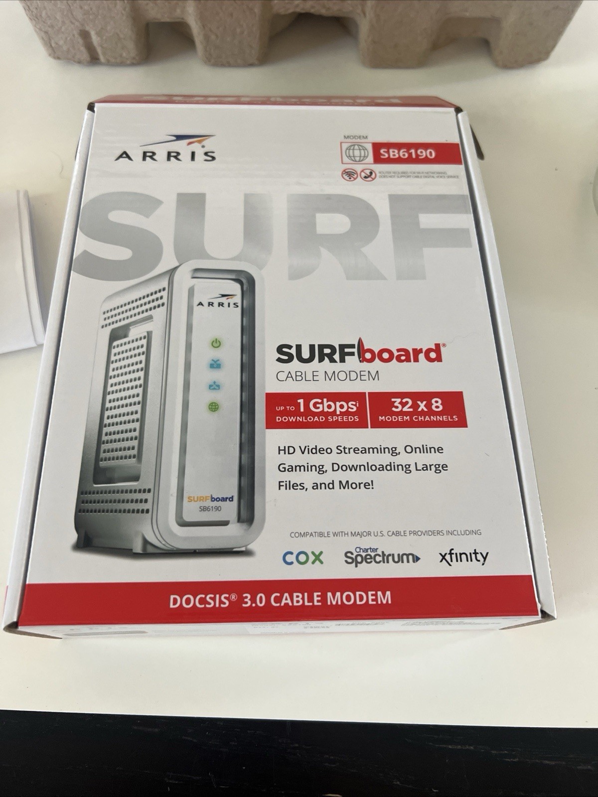 ARRIS SB6190 White Surfboard Cable Modem DOCSIS 3.0