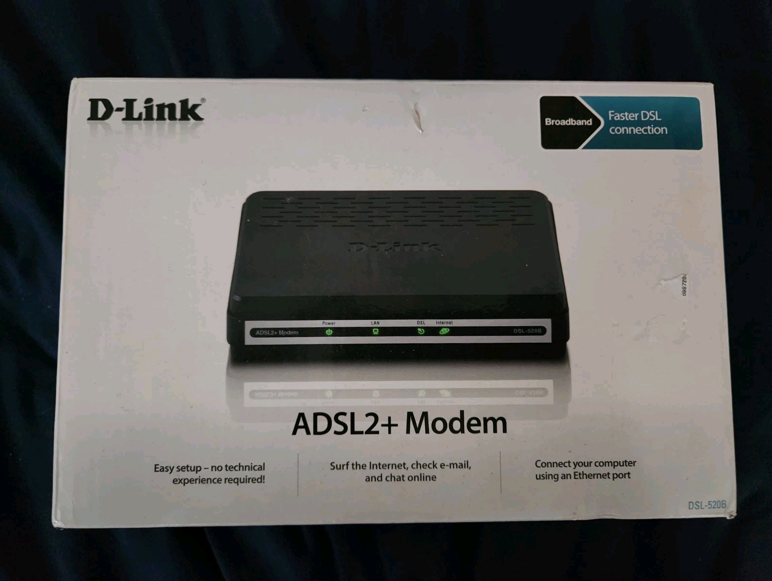 D-Link ADSL2+ Ethernet Modem-DSL-520B Broadband (Fast Shipping) Disc-read