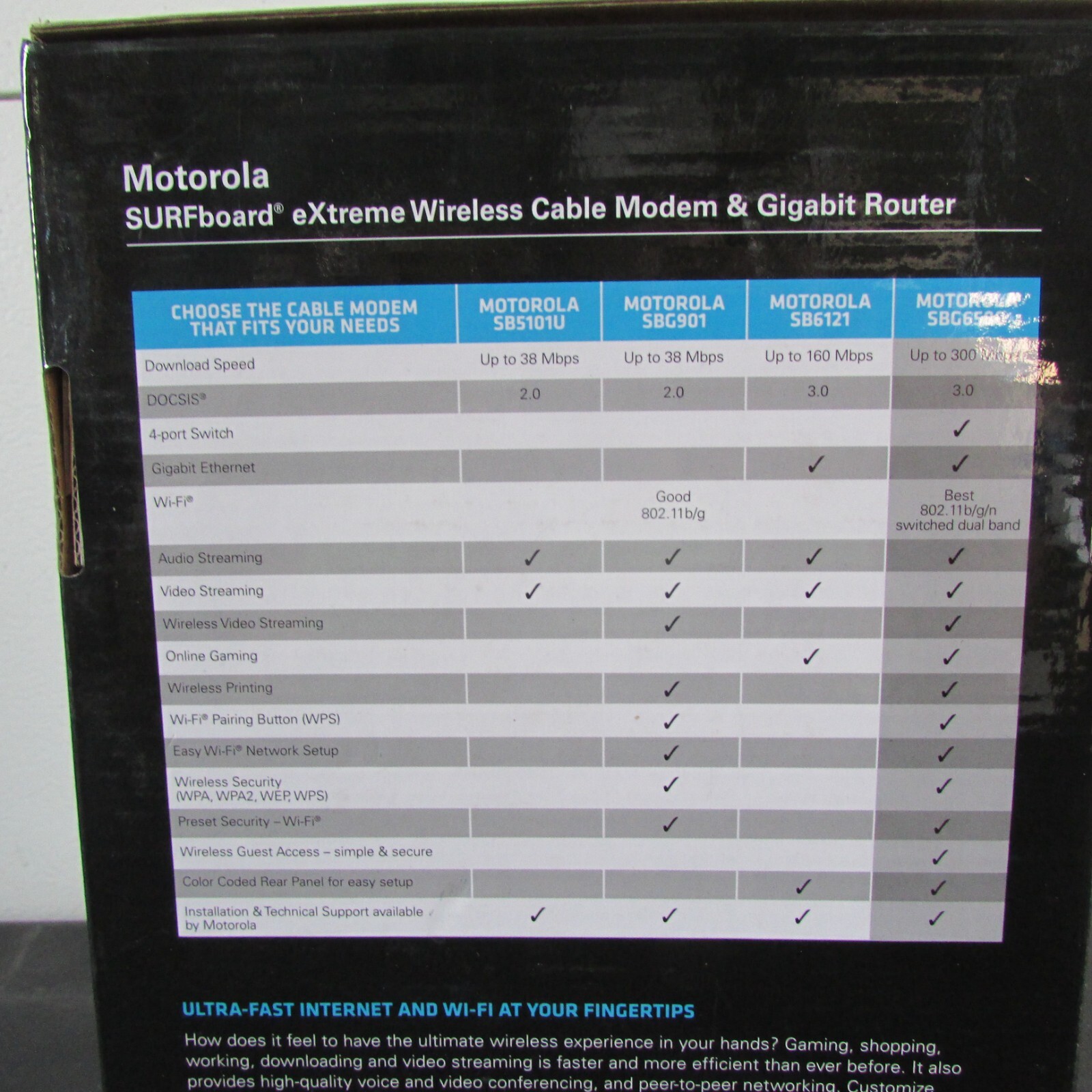 MOTOROLA SURFBOARD EXTREME WIRELESS CABLE MODEM & GIGABIT ROUTER e