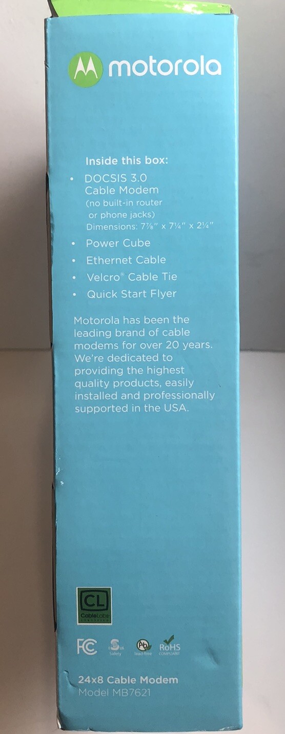 Motorola Cable Modem 24×8 Model MB7621 DOCSIS 3.0 with 24 x 8 Channel Bonding