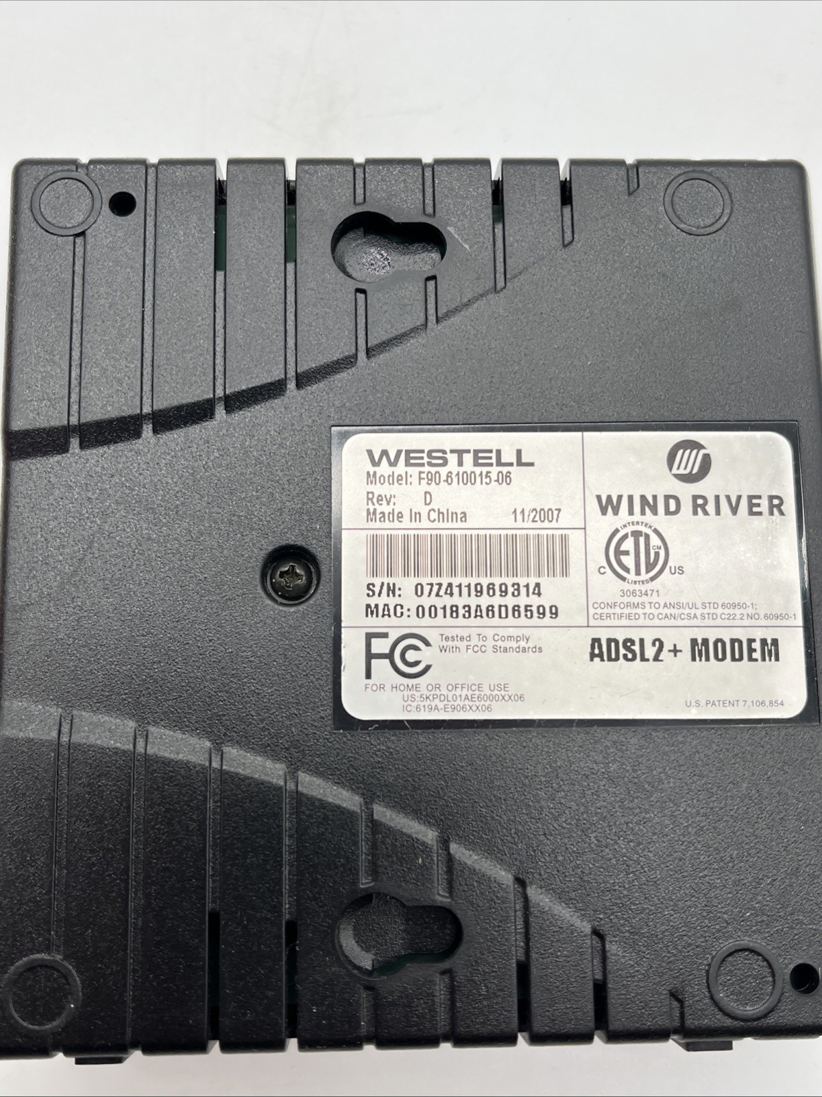 Westell 6100F F90-610015-06 DSL Wired Modem Router- No Cords