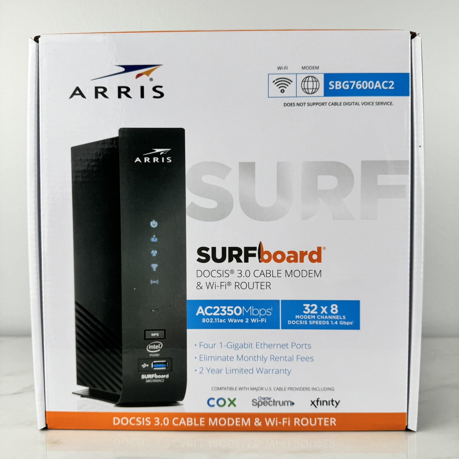 Arris ‎SBG7600AC2 Cable Modem Plus Internet Home Wifi Router Networking Black