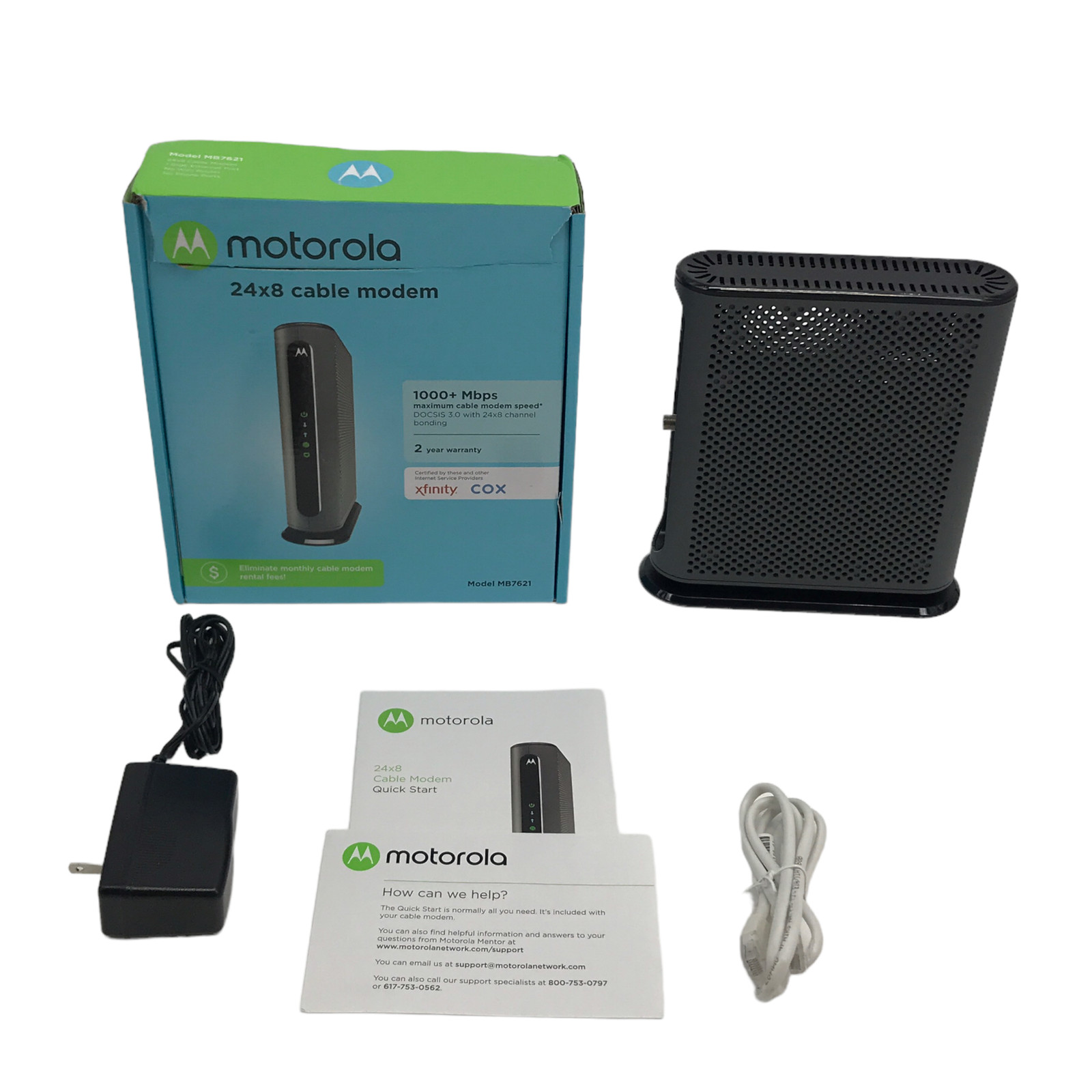 Motorola 24×8 Model MB7621 Cable Modem 1000+Mbps DOCSIS 3.0 #U6347 (AR)