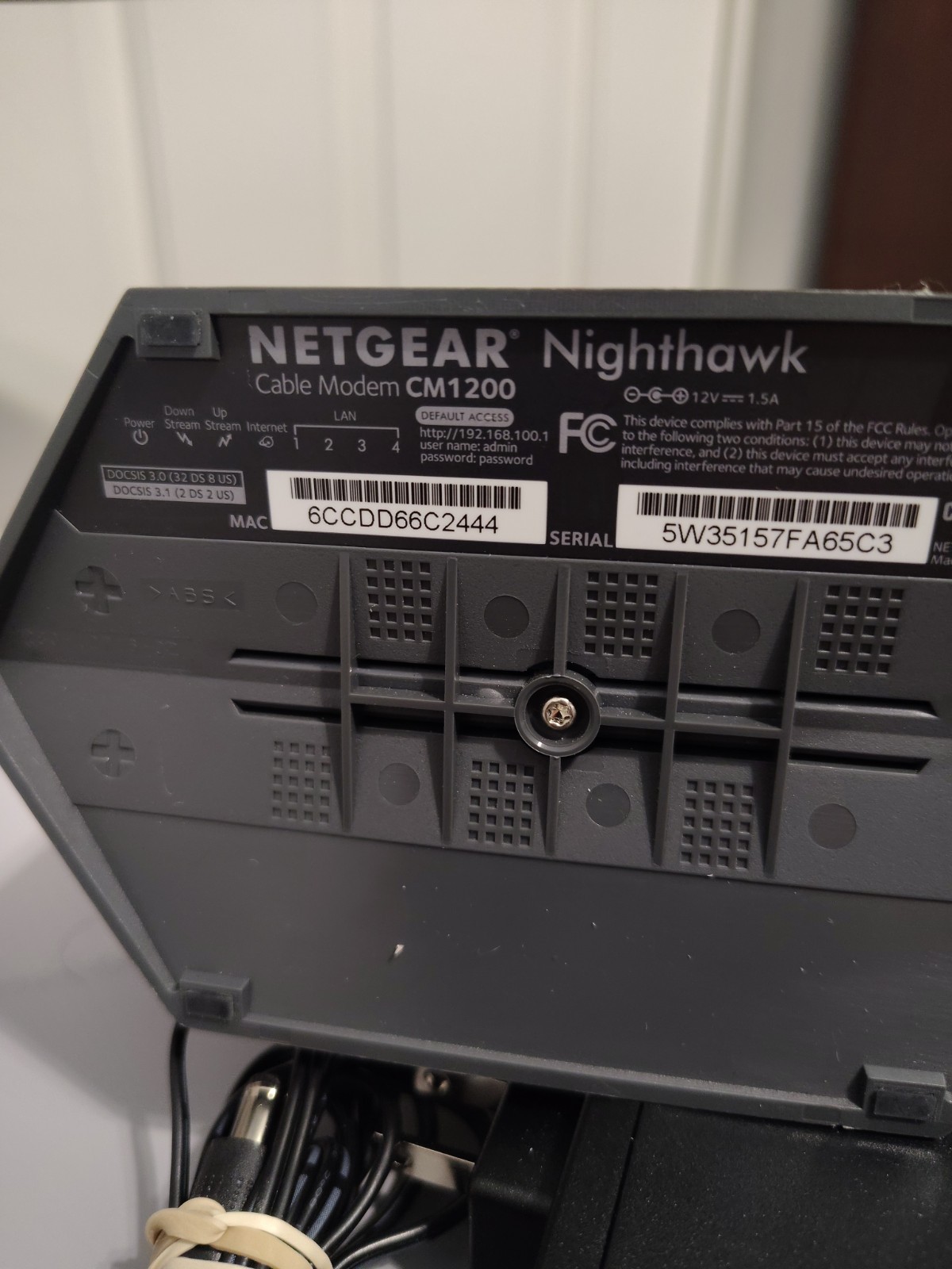 NETGEAR Nighthawk CM1200-100NAS DOCSIS 3.1 Cable Modem with Power Cord