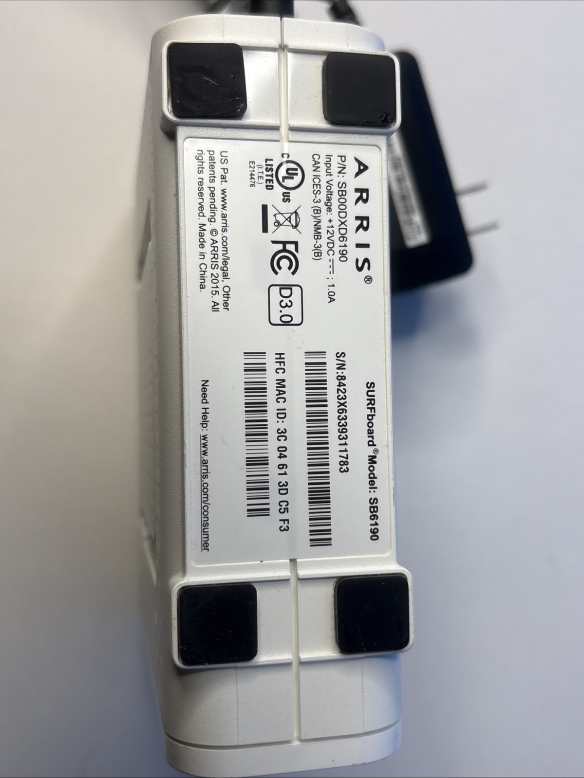 ARRIS SURFboard DOCSIS 3.0 Cable Modem SB6190 – White