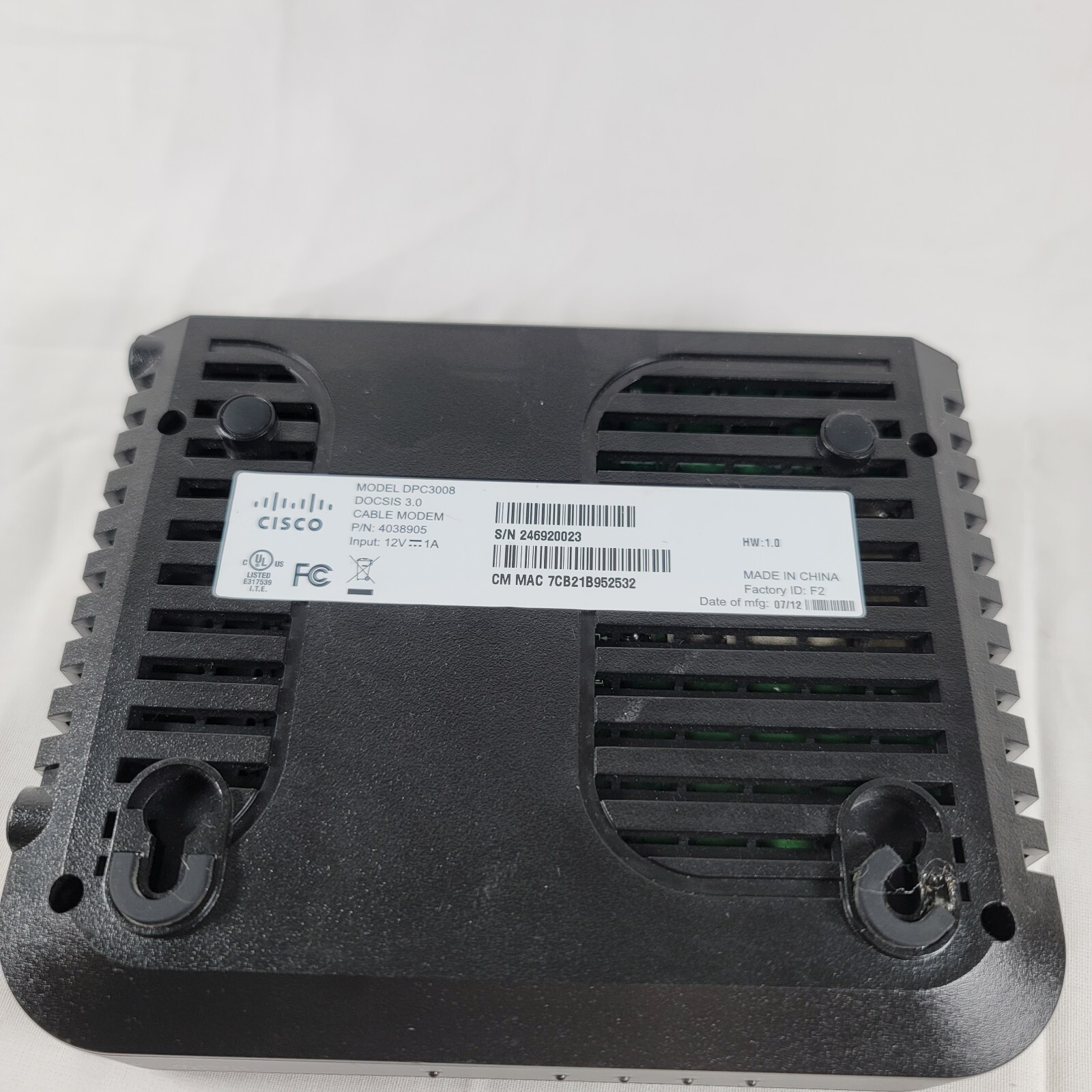 Cisco Technicolor DPC3008/EPC3008 Cable Modem (No Cords)