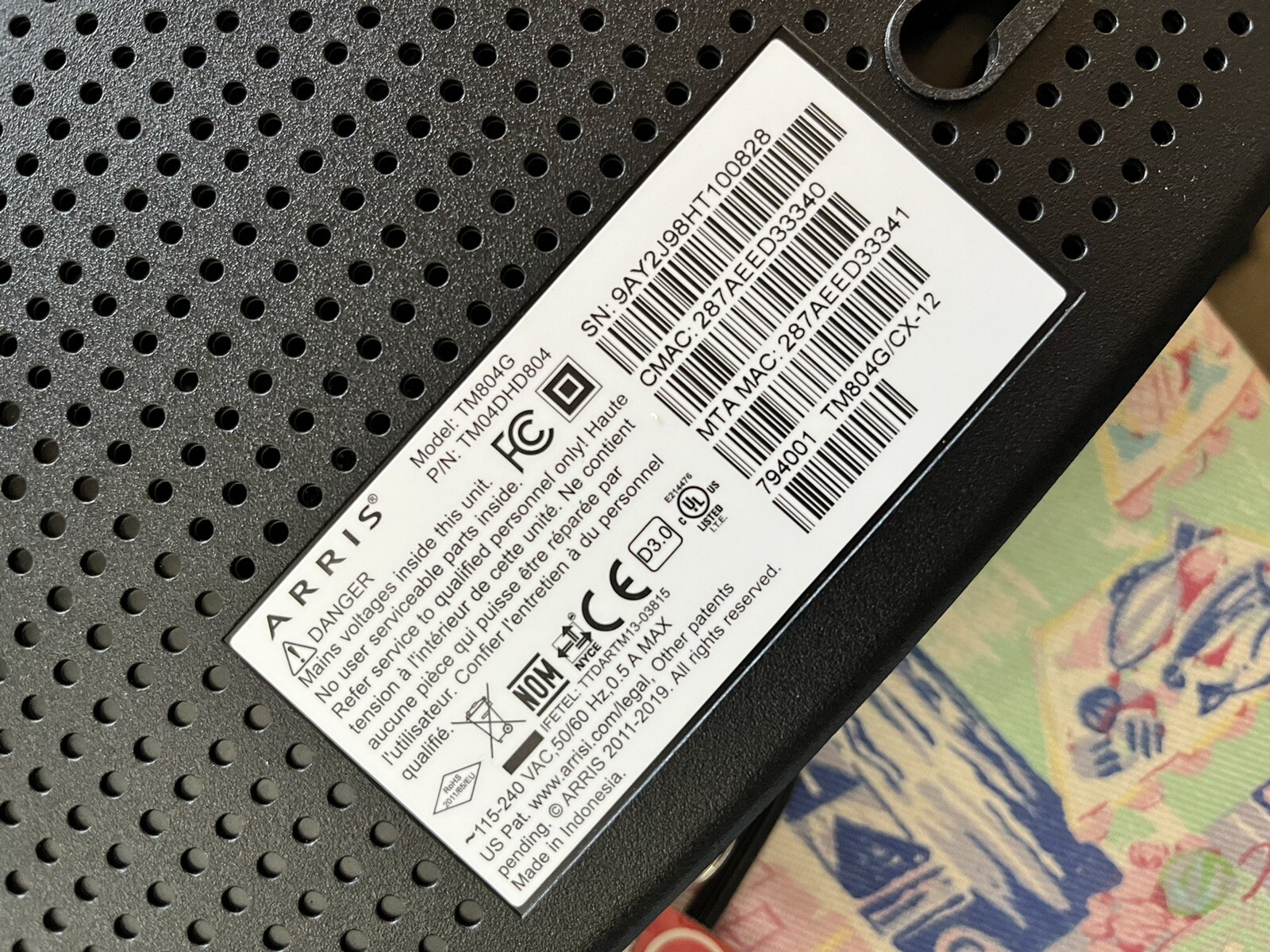 (2) – ARRIS TM804 Cable Modems •For Parts • Model TM804G Turns On • Not Tested