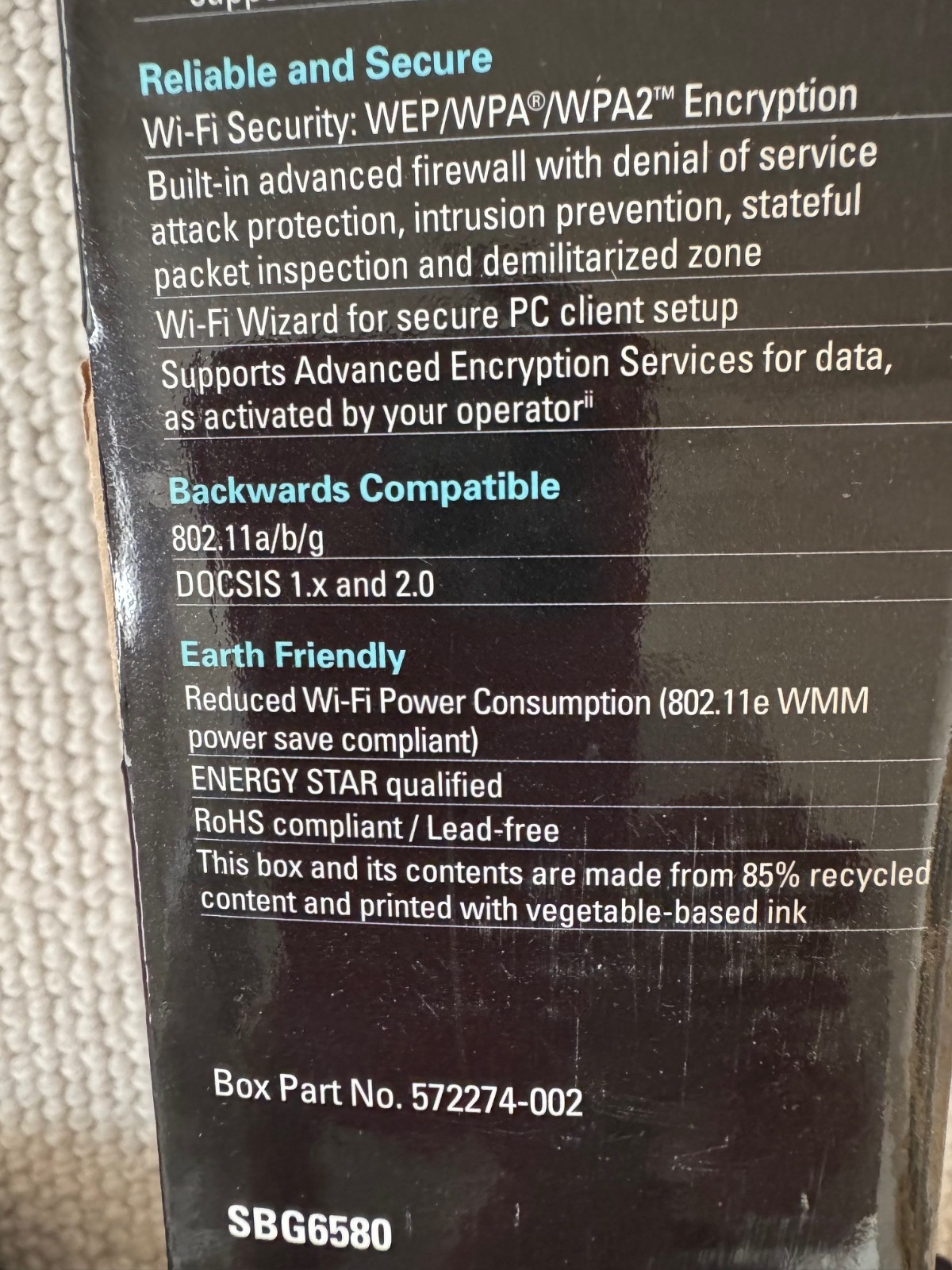 Motorola SBG6580 Surfboard eXtreme DOCSIS 3.0 Wireless Cable Modem Gateway(Used)