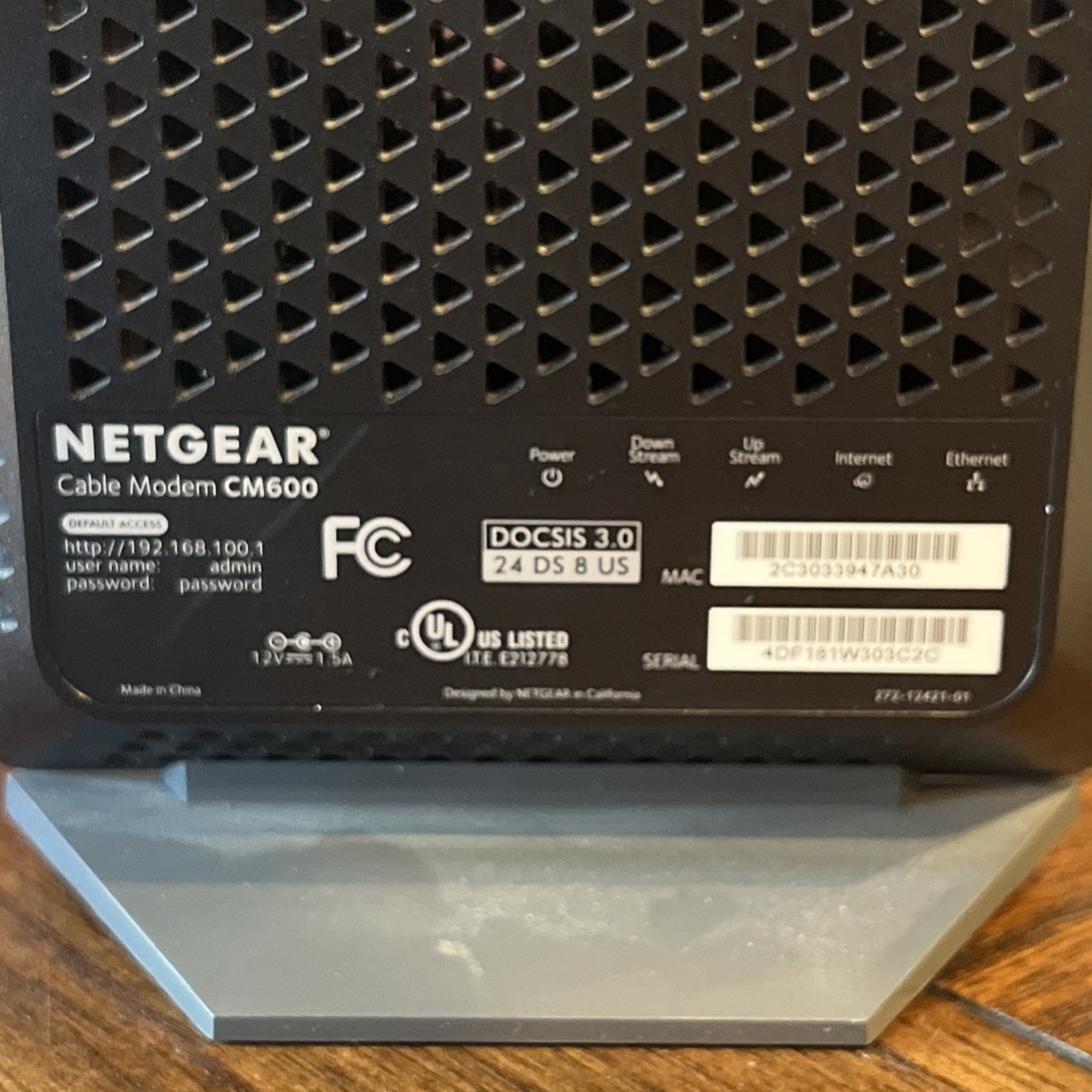 NETGEAR CM600-1AZNAS 960Mbps DOCSIS 3.0 Cable Modem. Used, great condition