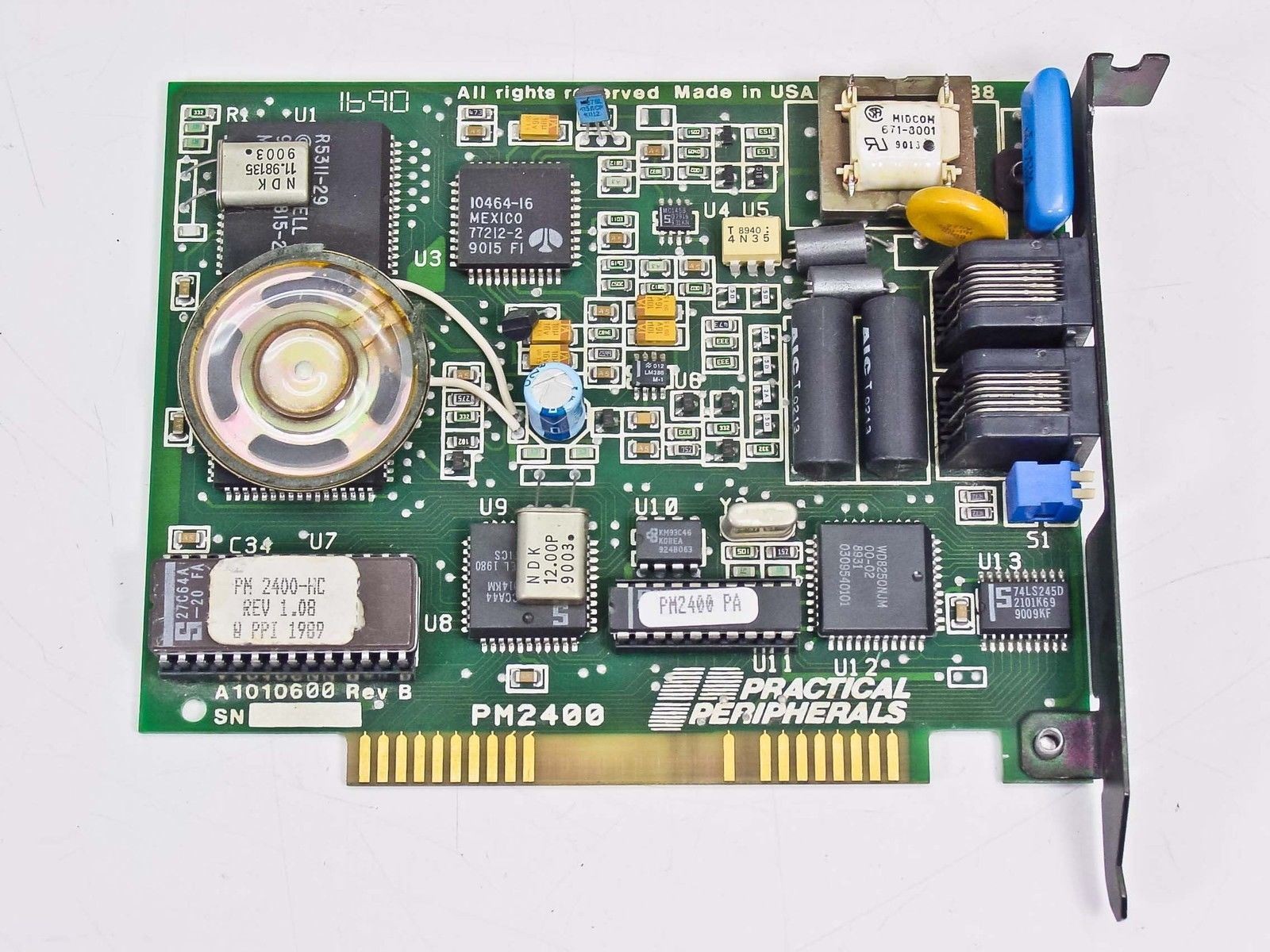 Practical Peripherals PM2400 8-Bit Internal ISA Modem Card A1010600 Rev B