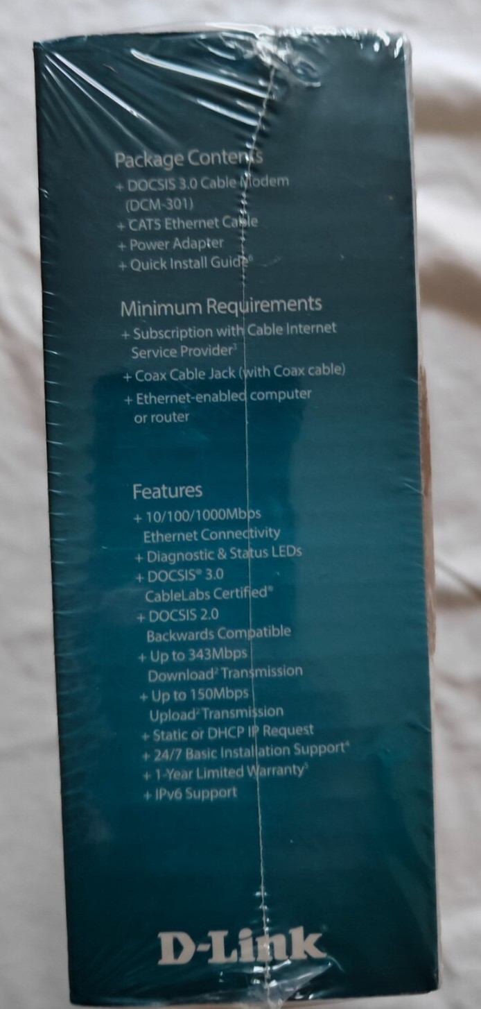 D-Link DOCSIS 3.0 Cable Modem DCM-301 343Mbps