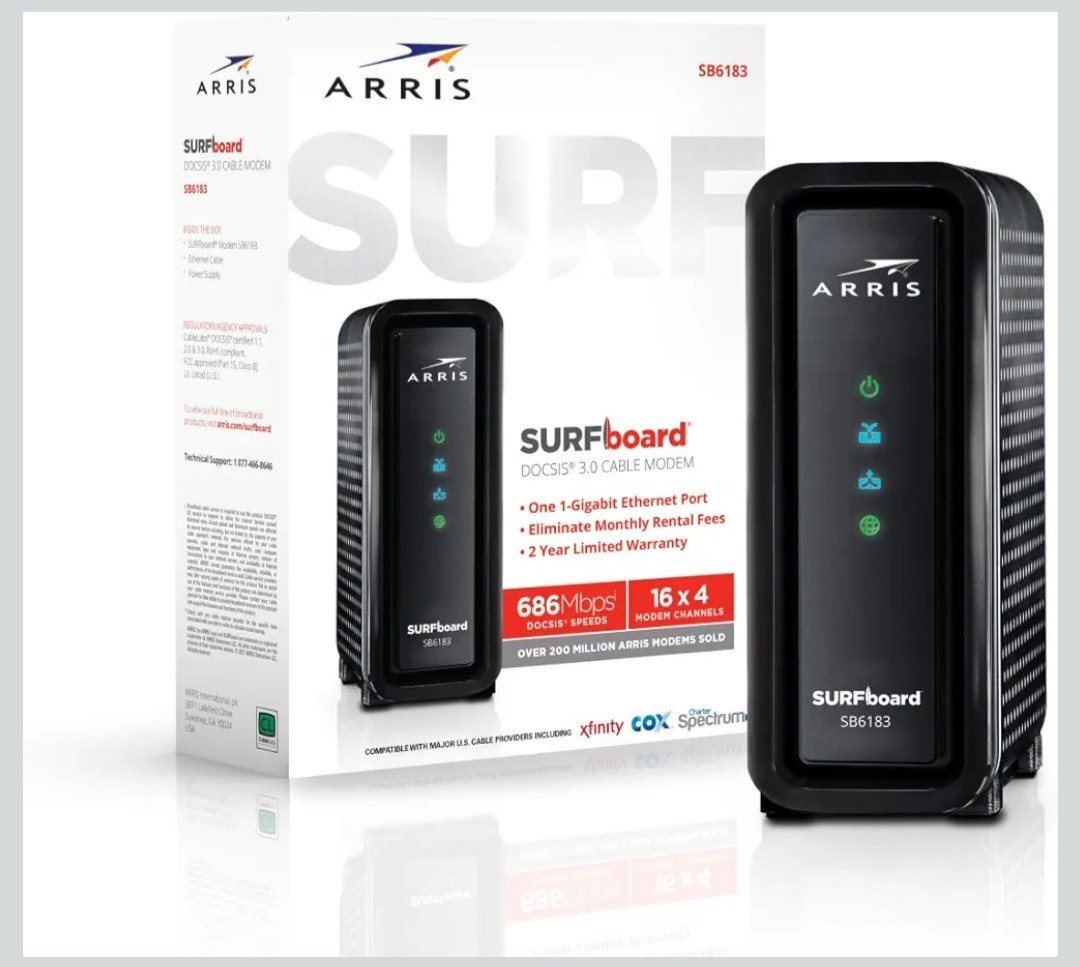 ARRIS Surfboard SB6183 DOCSIS 3.0 Cable Modem 16×4 686Mbps **NEW SEALED IN BOX**