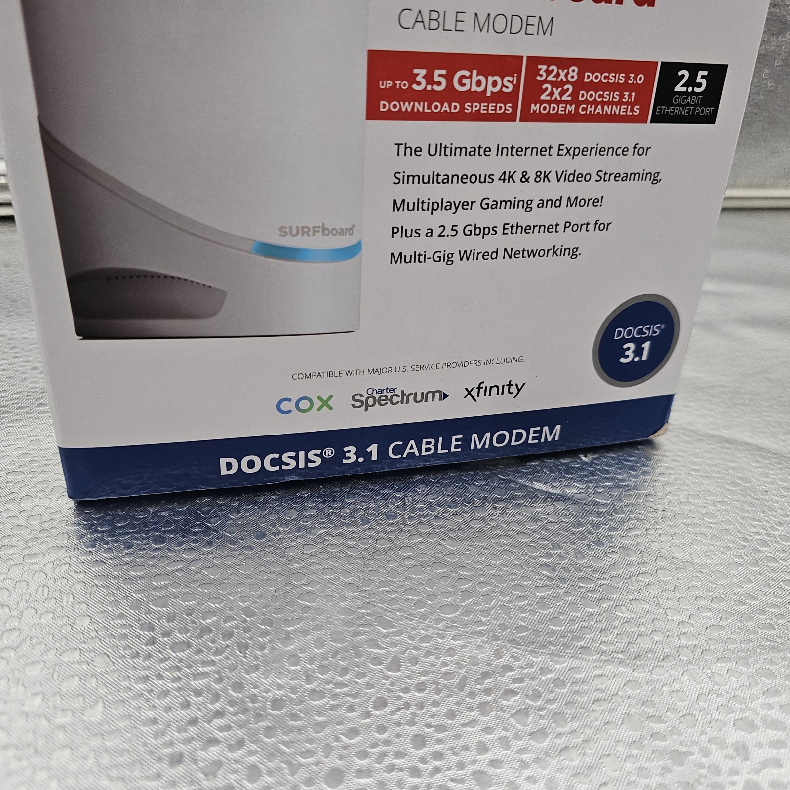 ARRIS S33 Surfboard DOCSIS 3.1 Multi-Gigabit Cable Modem, 2.5 GBPS Ethernet Port