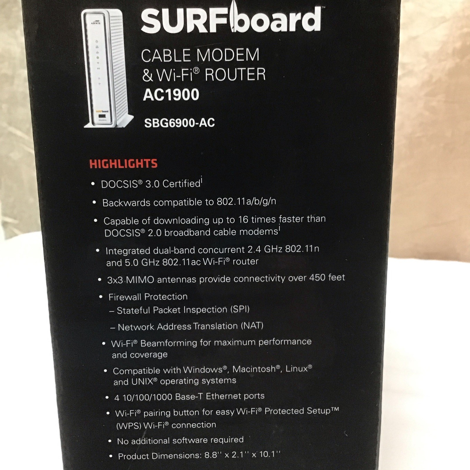 ARRIS SURFboard SBG6900AC Docsis 3.0 Cable Modem & AC1900 Wi-Fi Router