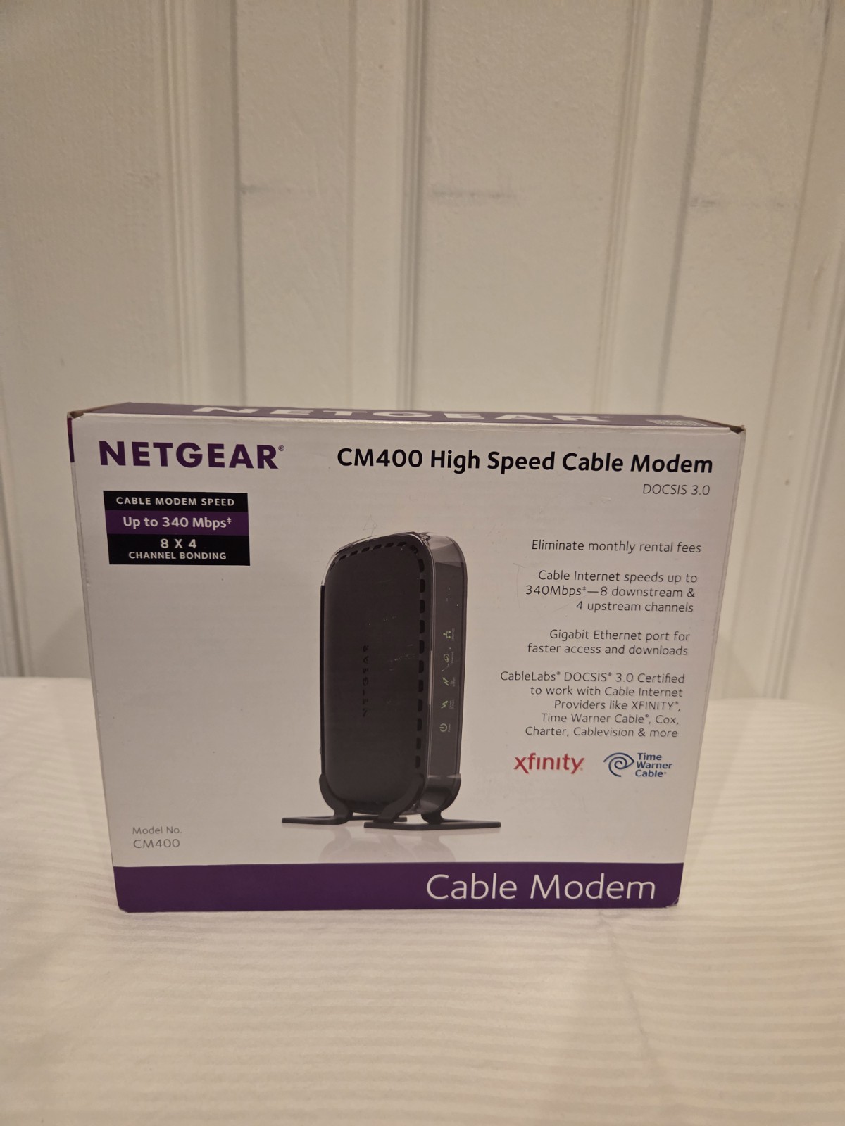 NETGEAR CM400 DOCSIS 3.0 Cable Modem 340 Mbps for Xfinity IPv6 Black
