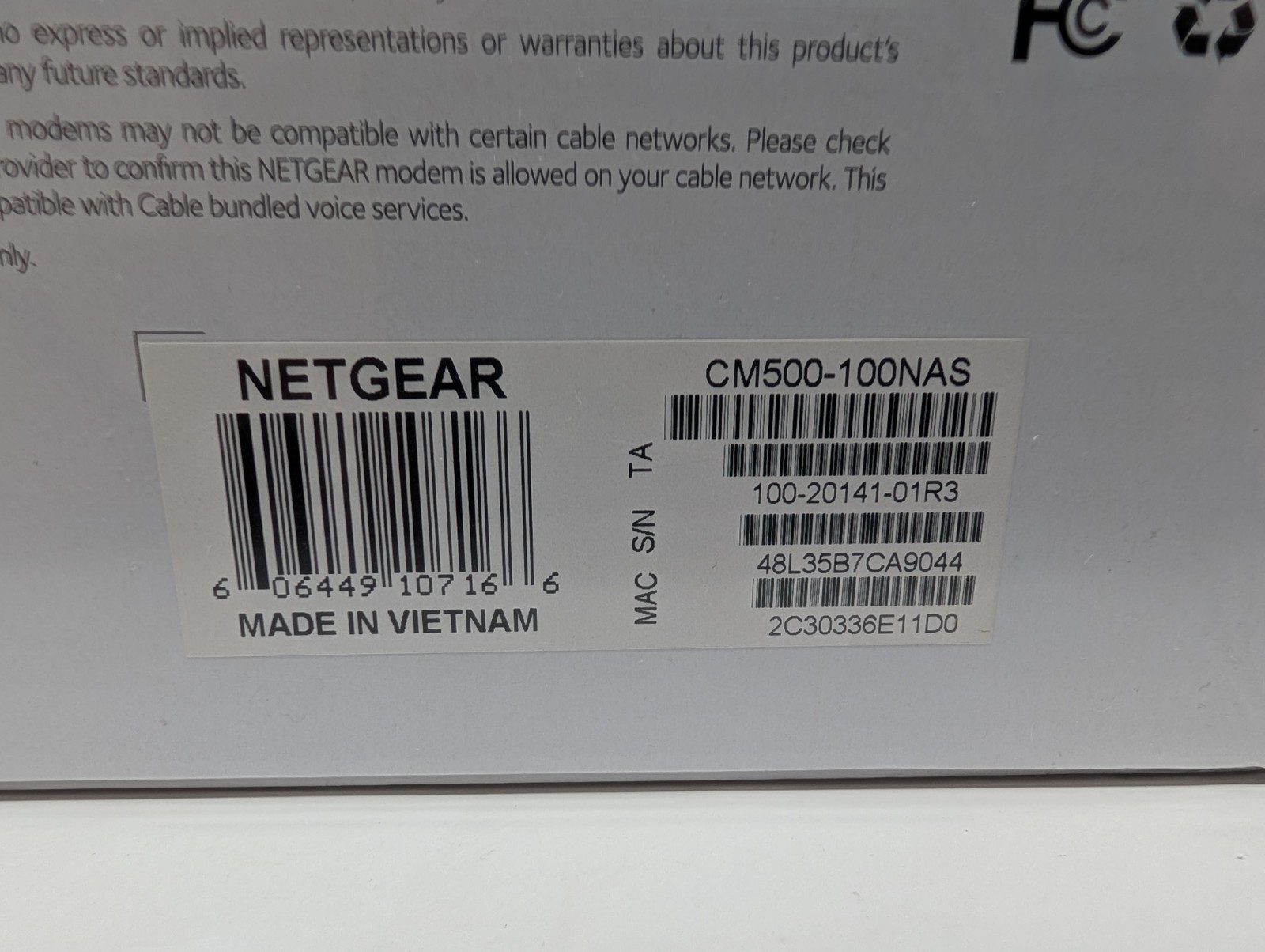 NETGEAR CM500 DOCSIS 3.0 680Mbps Cable Modem – New Sealed