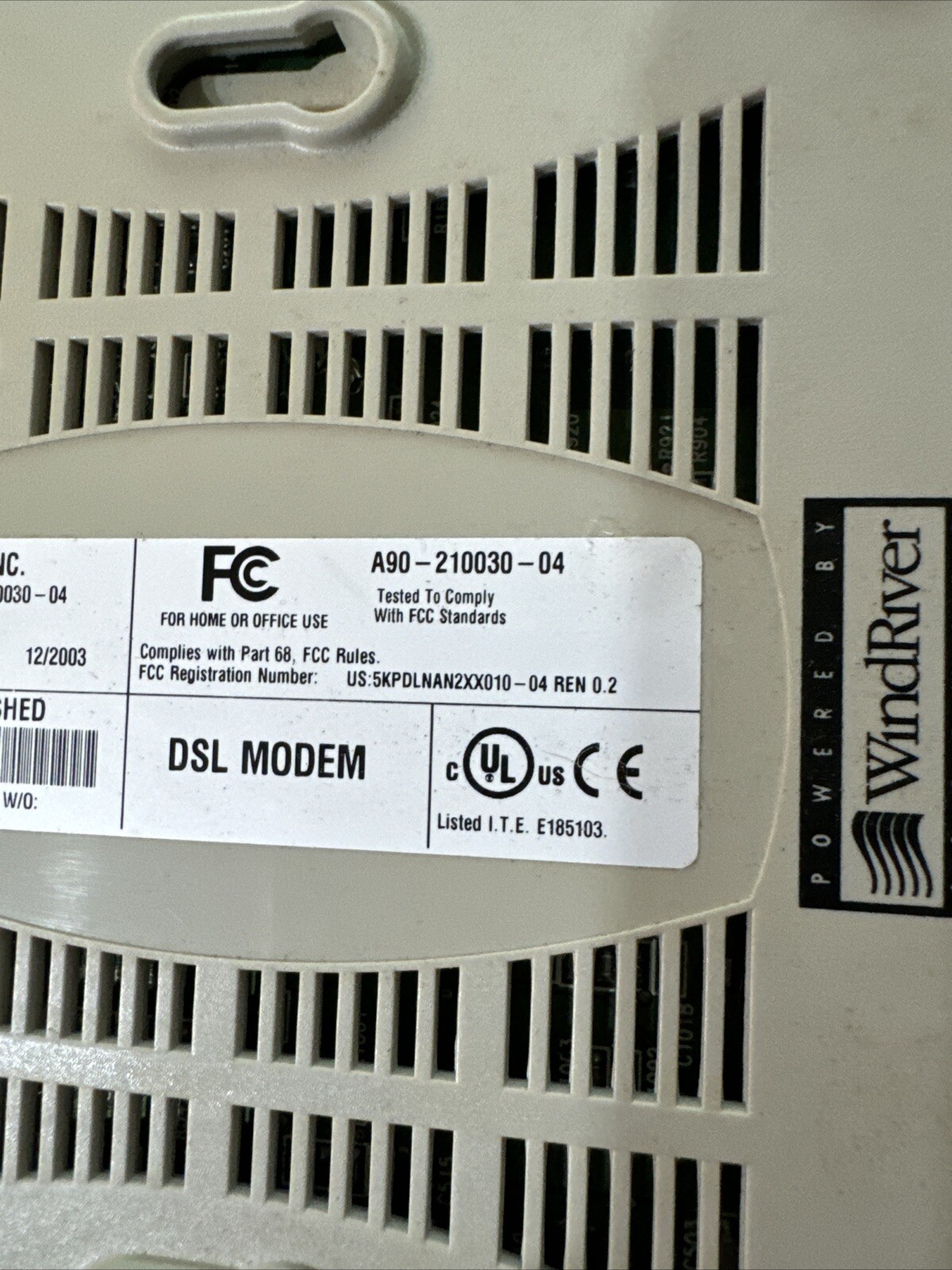 Wind River:Westell, Inc. Wire Speed DSL Modem # A90-210030-04 Data & Ethernet.