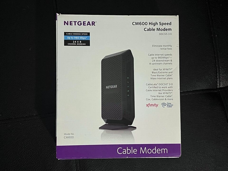 NETGEAR CM600 DOCSIS 3.0 Cable Modem Cox Comcast Spectrum Xfinity Excellent