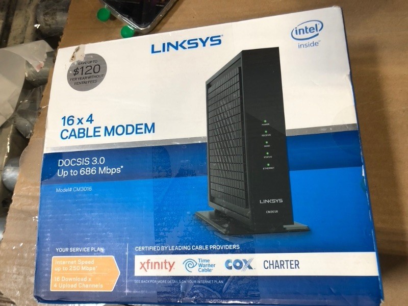 Linksys CM3016 DOCSIS 3.0 Cable Modem 16×4 Xfinity Spectrum