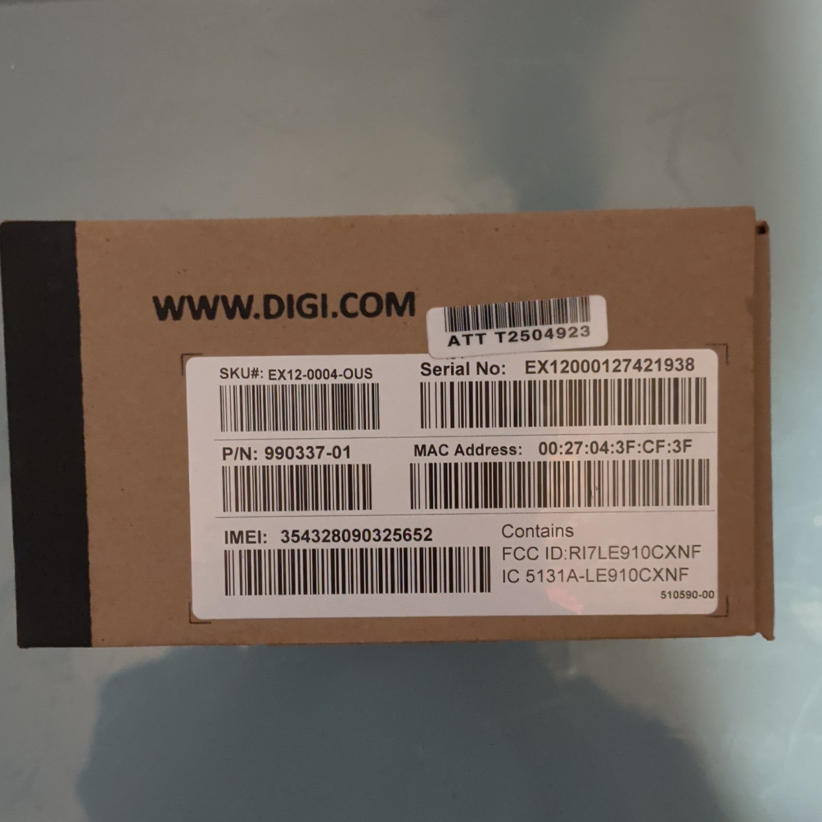 Digi EX12 LTE Adapter for AT&T, Ethernet RJ-45 1-Port, White, EX12-0004-0US