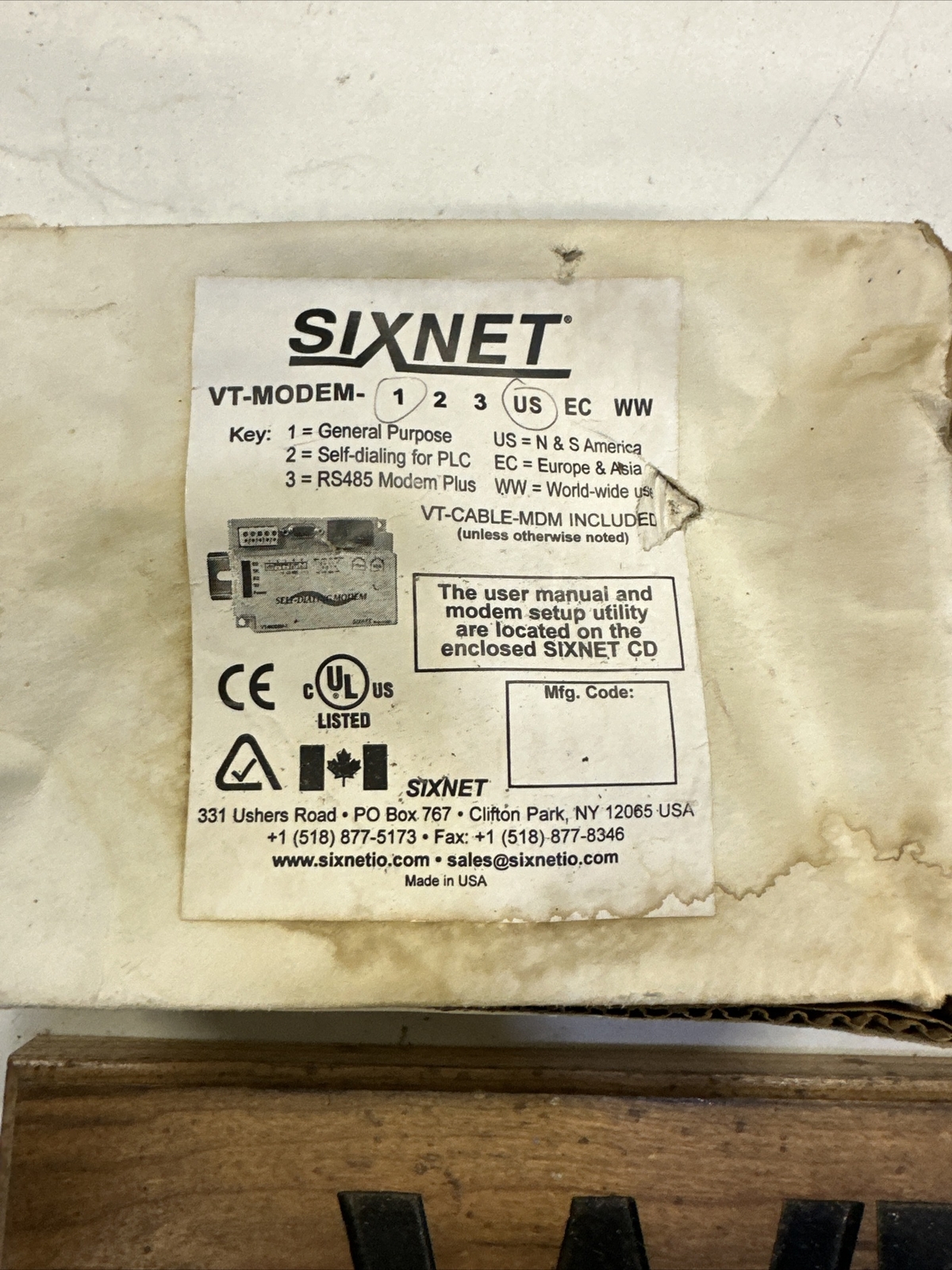 VT-MODEM-1US VTMODEM1US SIXNET INDUSTRIAL NEW NOS