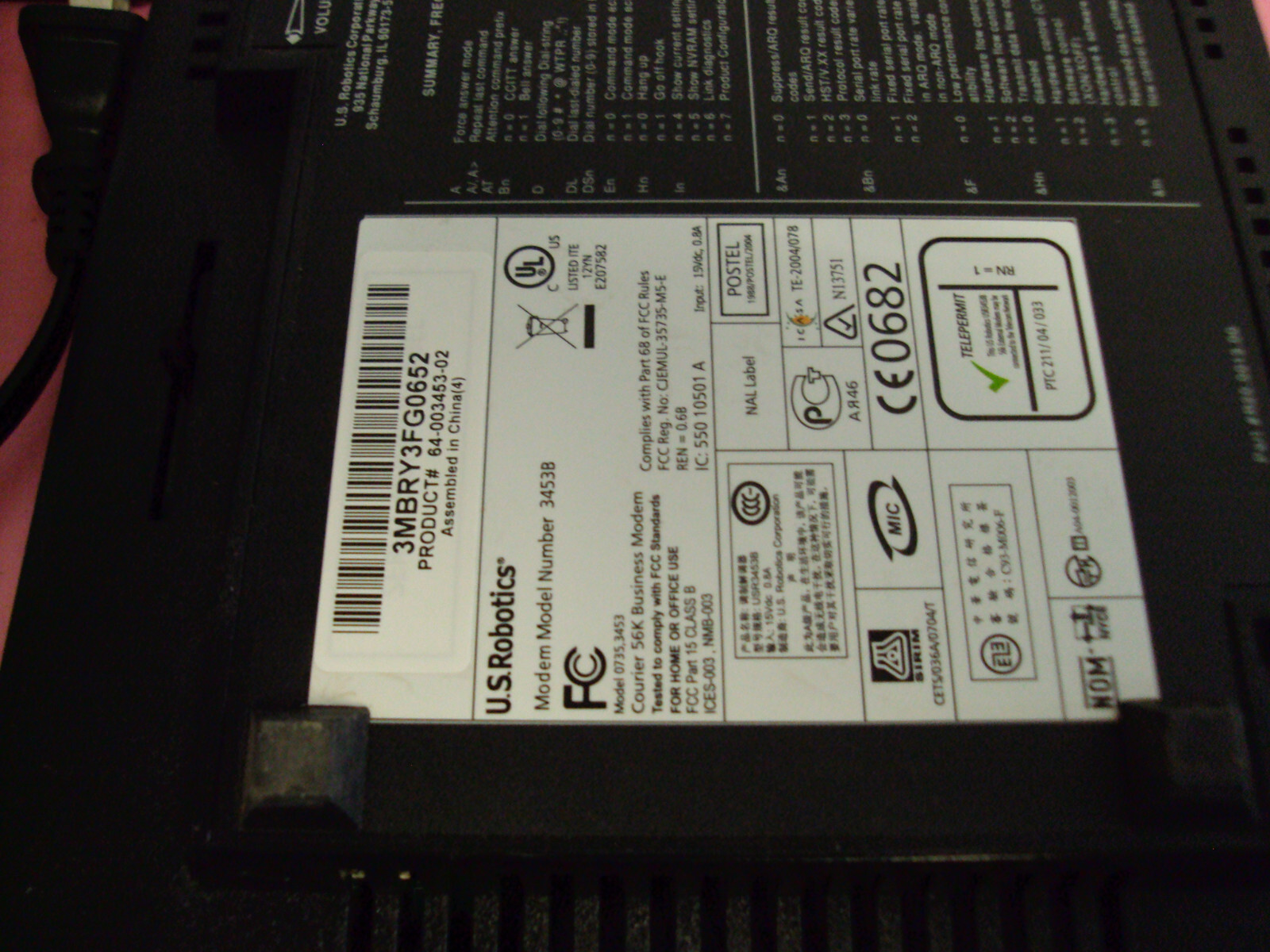 US ROBOTICS 56 kbps MODEL 3453B