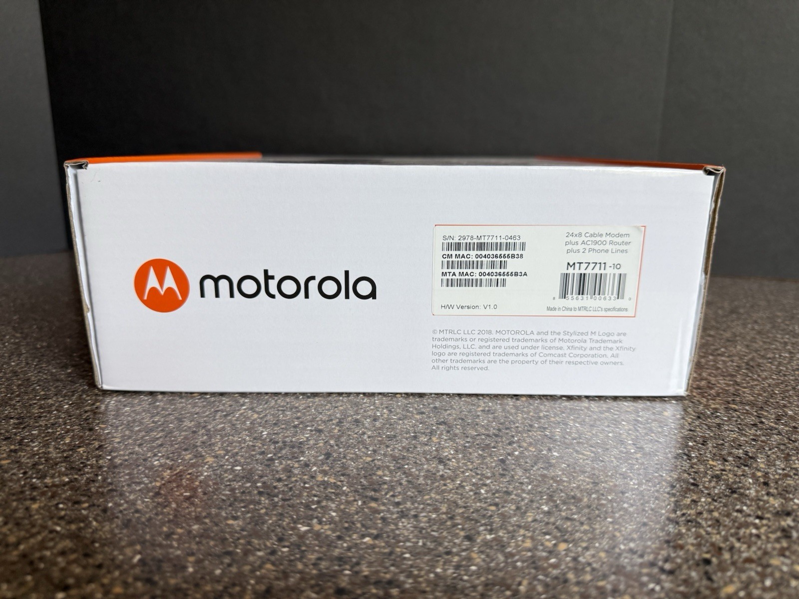 Motorola MT7711 24X8 Cable Modem plus AC1900 WiFi Router