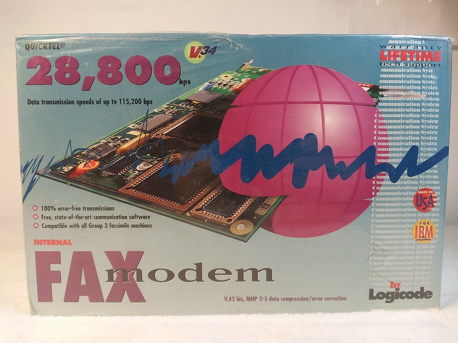 Quicktel V.34 Internal Fax Modem New In Box Lot of 3 Logicode Sealed NOS
