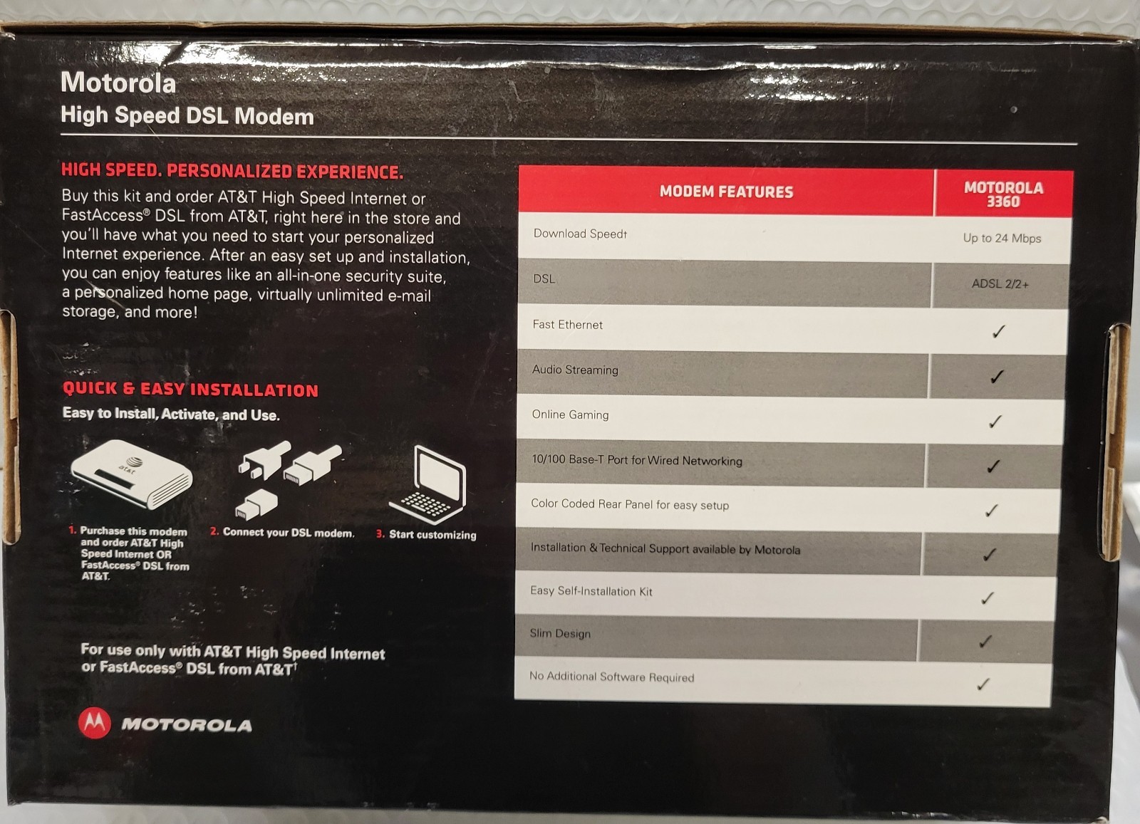 Motorola 3360 Modem – For Use With AT&T DSL High Speed Internet & FASTACCESS DSL