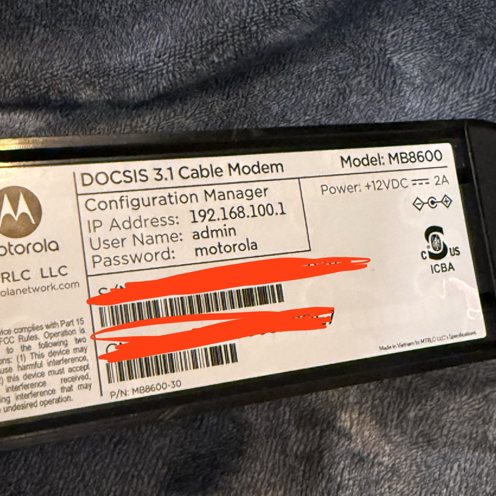 Motorola MB8600 DOCSIS 3.1 Cable – Black