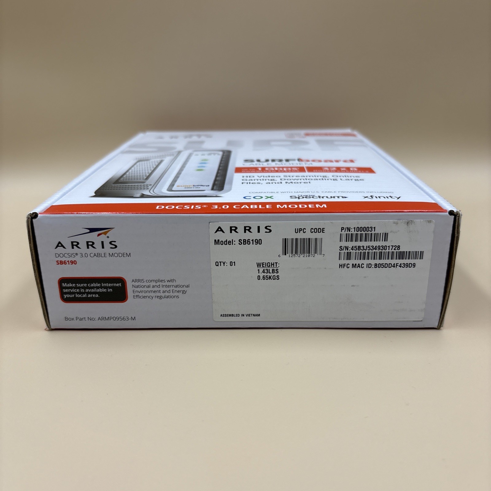SURF BOARD Sb6190 Cable Modem NEW