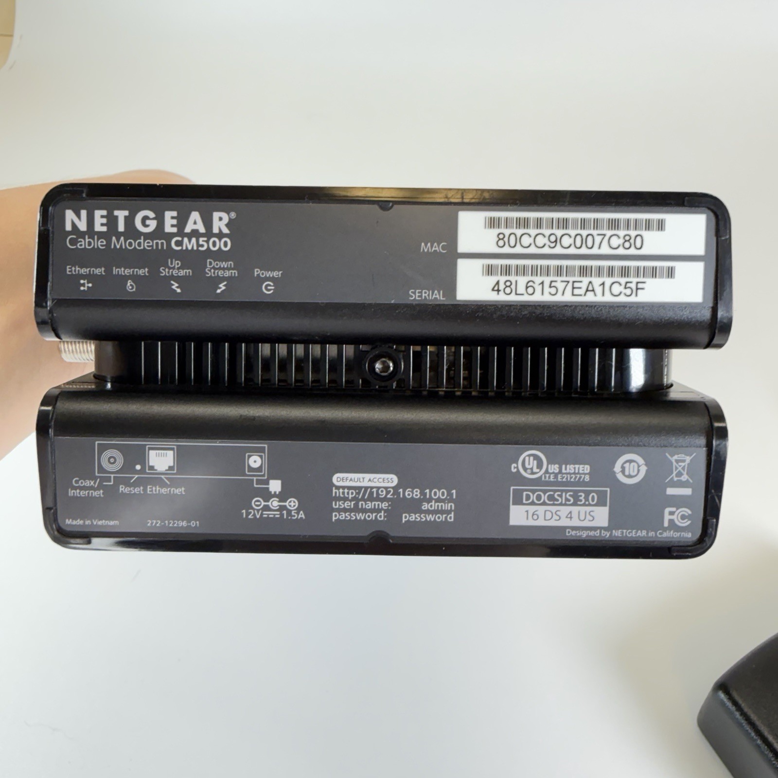 NETGEAR CM500-100NAR DOCSIS 3.0 Cable Modem