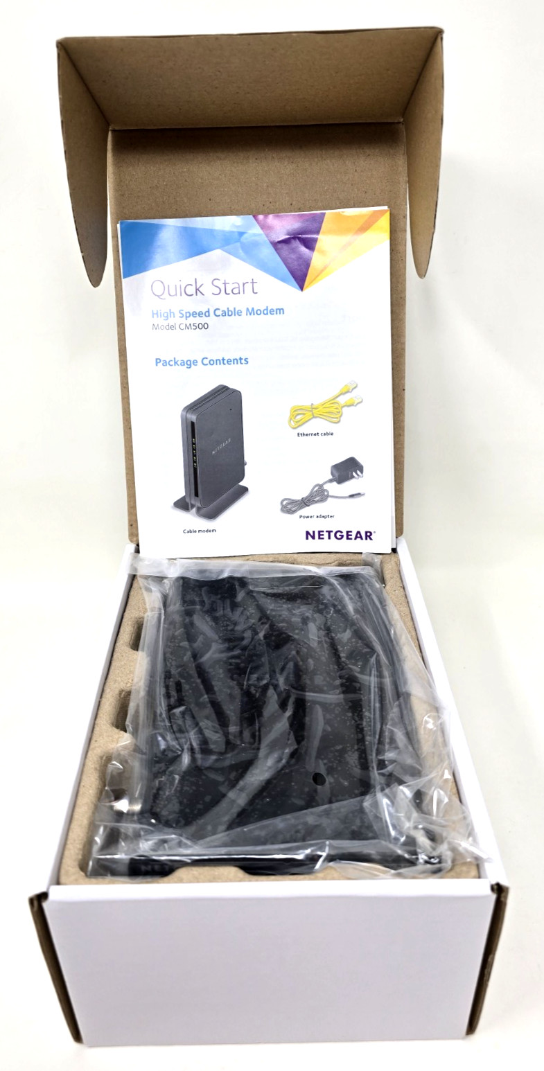 NetGear High Speed Cable Modem CM500 Quick Install Guide Power Adapter 680 Mpbs