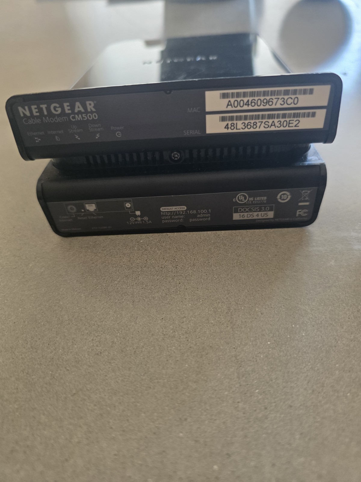 NETGEAR Cm500-1aznas 16×4 DOCSIS 3.0 Cable Modem Max Download Speeds of 686mbps