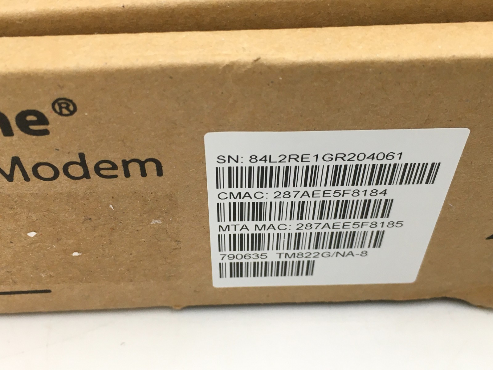New Arris TM822G Touchstone Telephony Modem D 3.0 TM822G/NA-8 790635 battery p/s