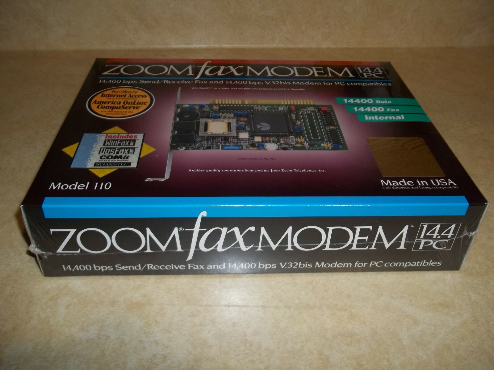 ZOOM Model 110 Internal 14.4 Fax Modem for PC Factory Sealed NEW IN BOX