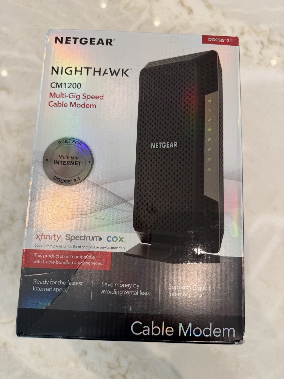 NEW Unused NETGEAR Nighthawk CM1200 DOCSIS 3.1 Multi-Gig Modem 4-Port 10Gbps